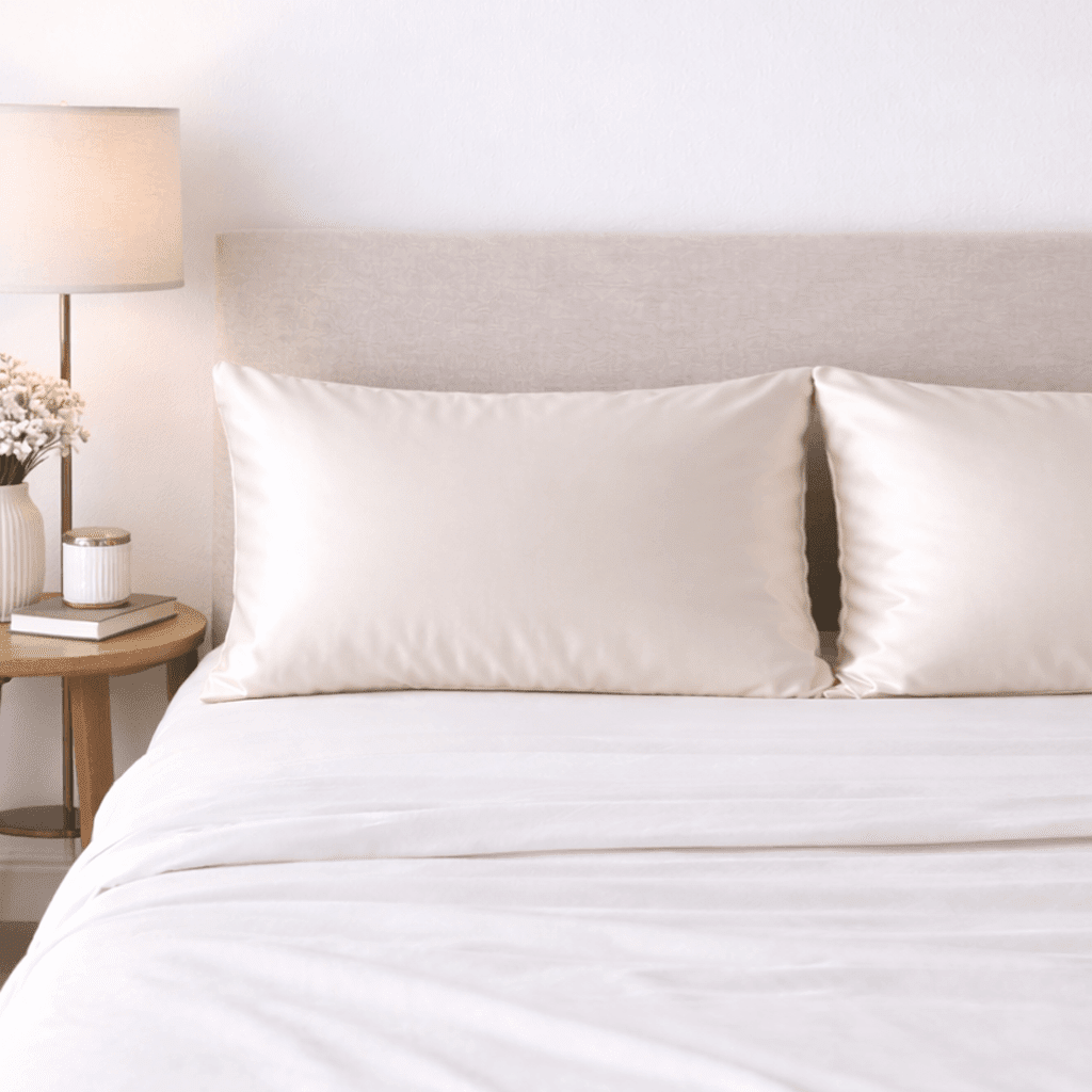 2 Off White Silk Pillowcases - King Size - Zippered