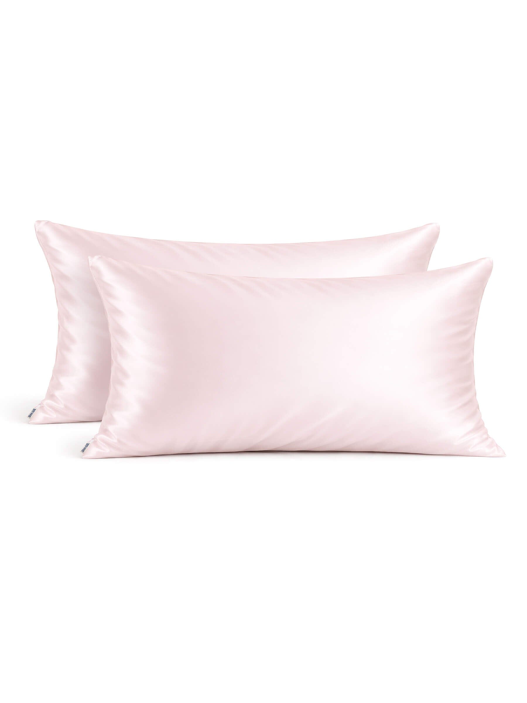 2 Pink Silk Pillowcases - King Size - Zippered