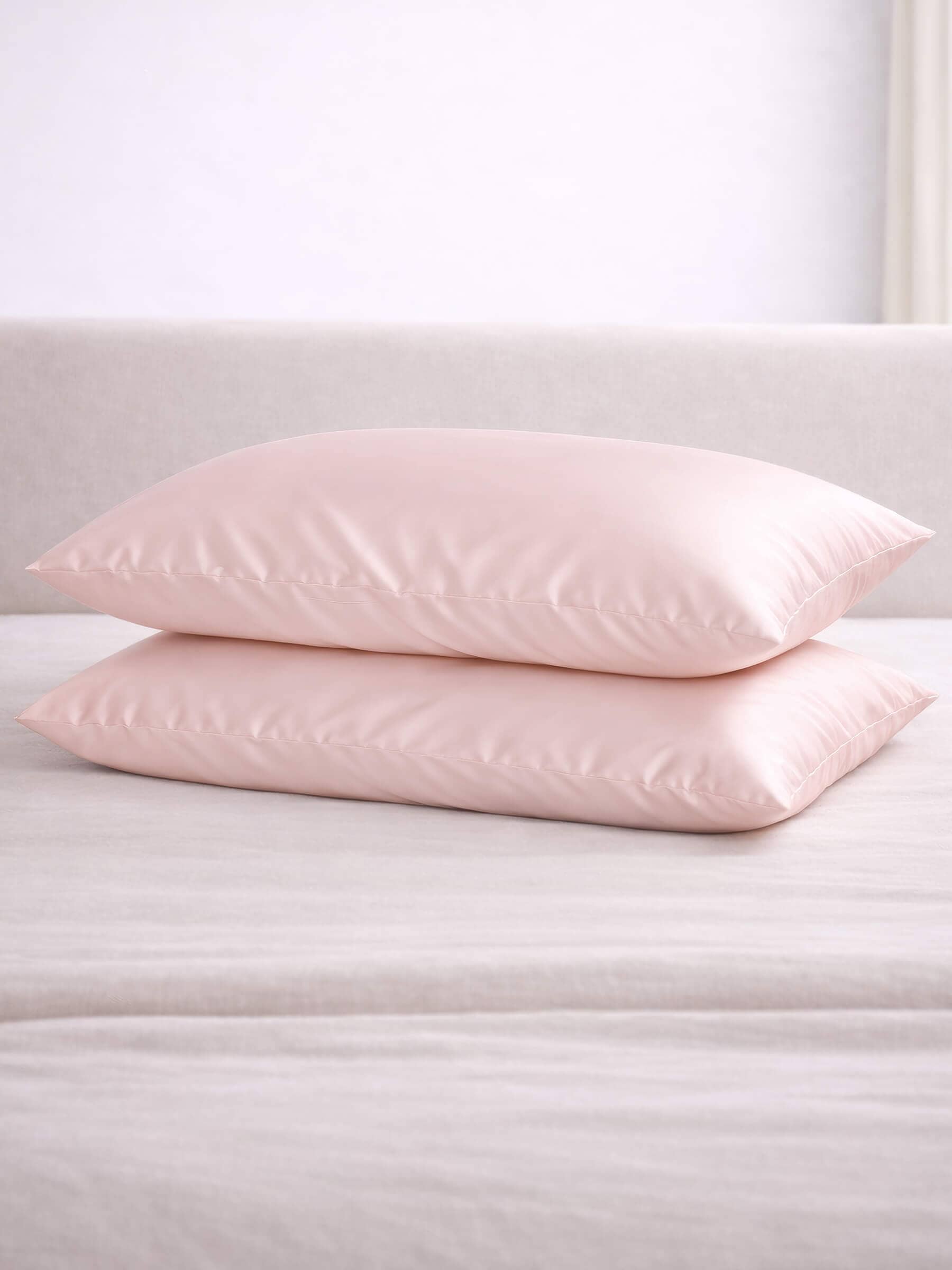 2 Pink Silk Pillowcases - Queen Size - Zippered