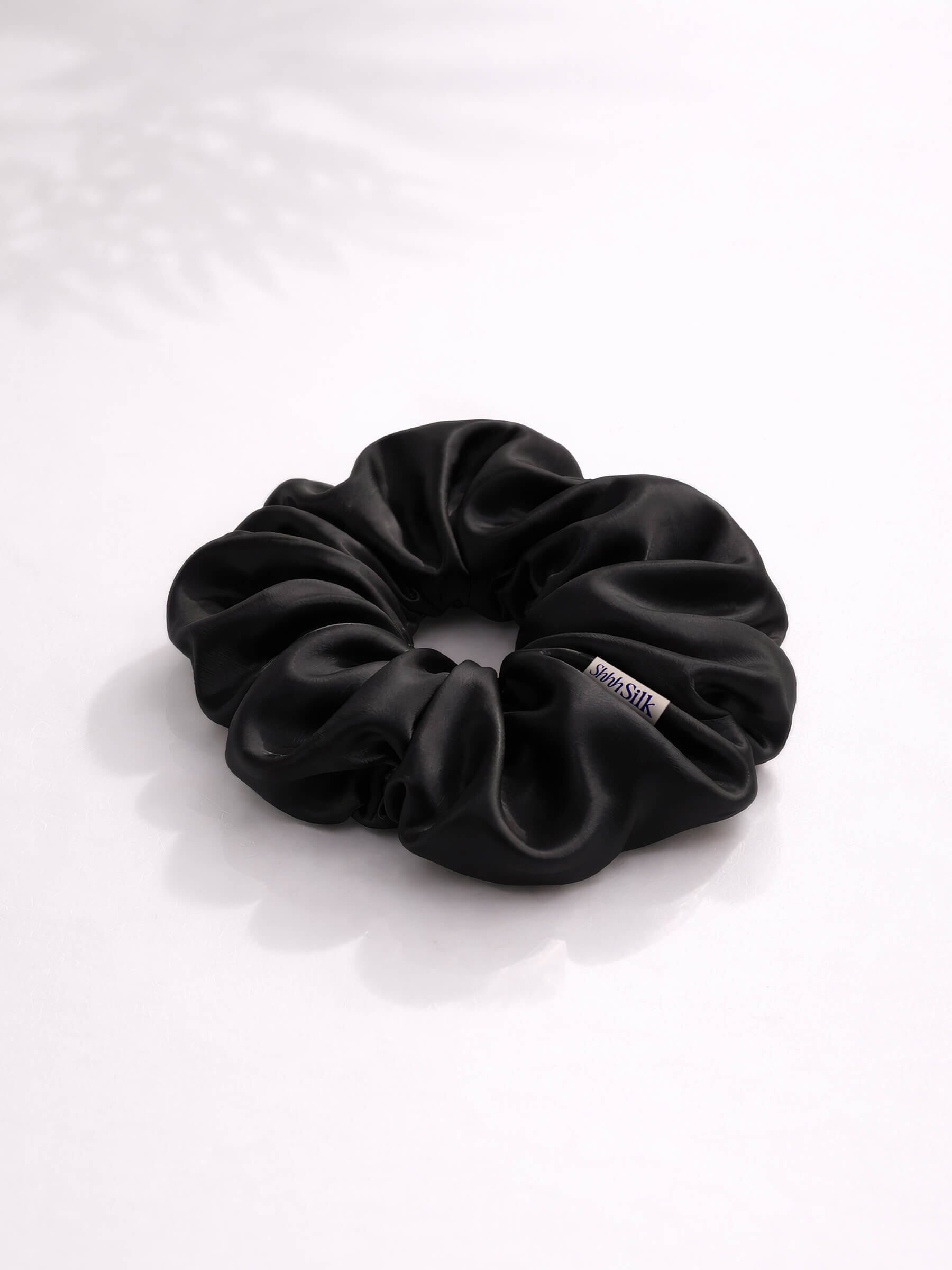 Oversized Black Silk Scrunchie