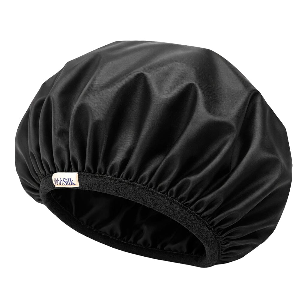 Black Silk Lined Shower Cap