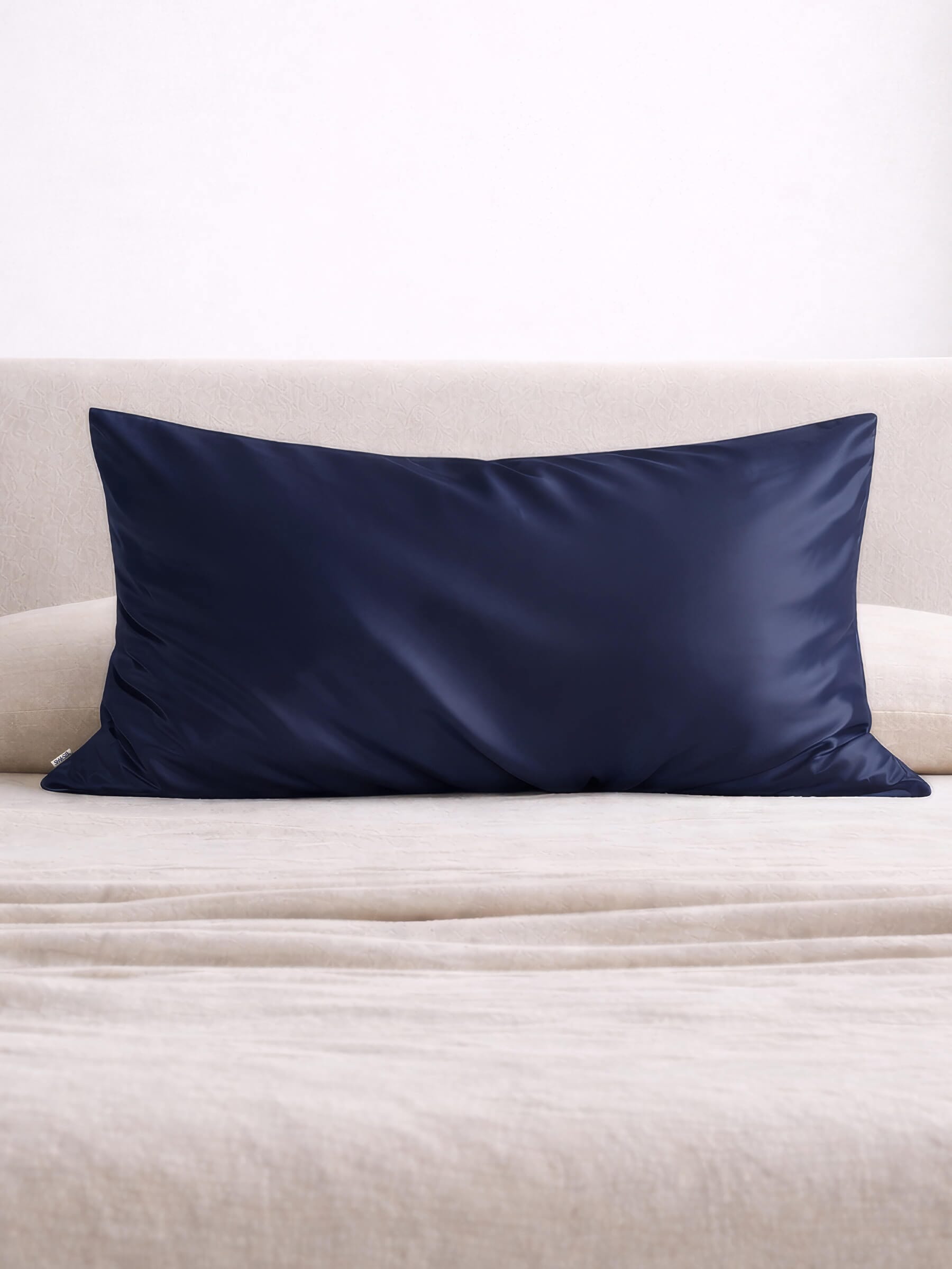 Navy Silk Pillowcase - King Size - Zippered