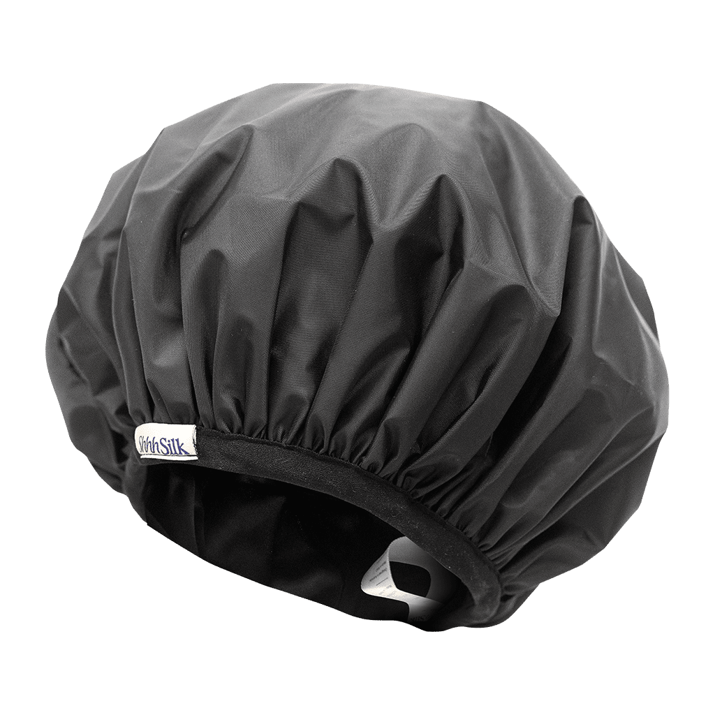 Black Silk Lined Shower Cap1