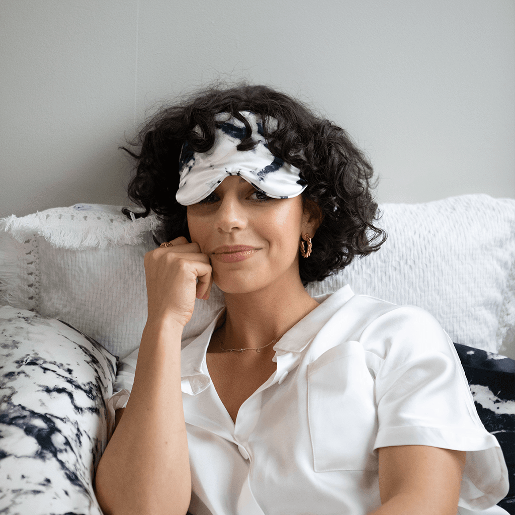 White Marble Silk Eye Mask