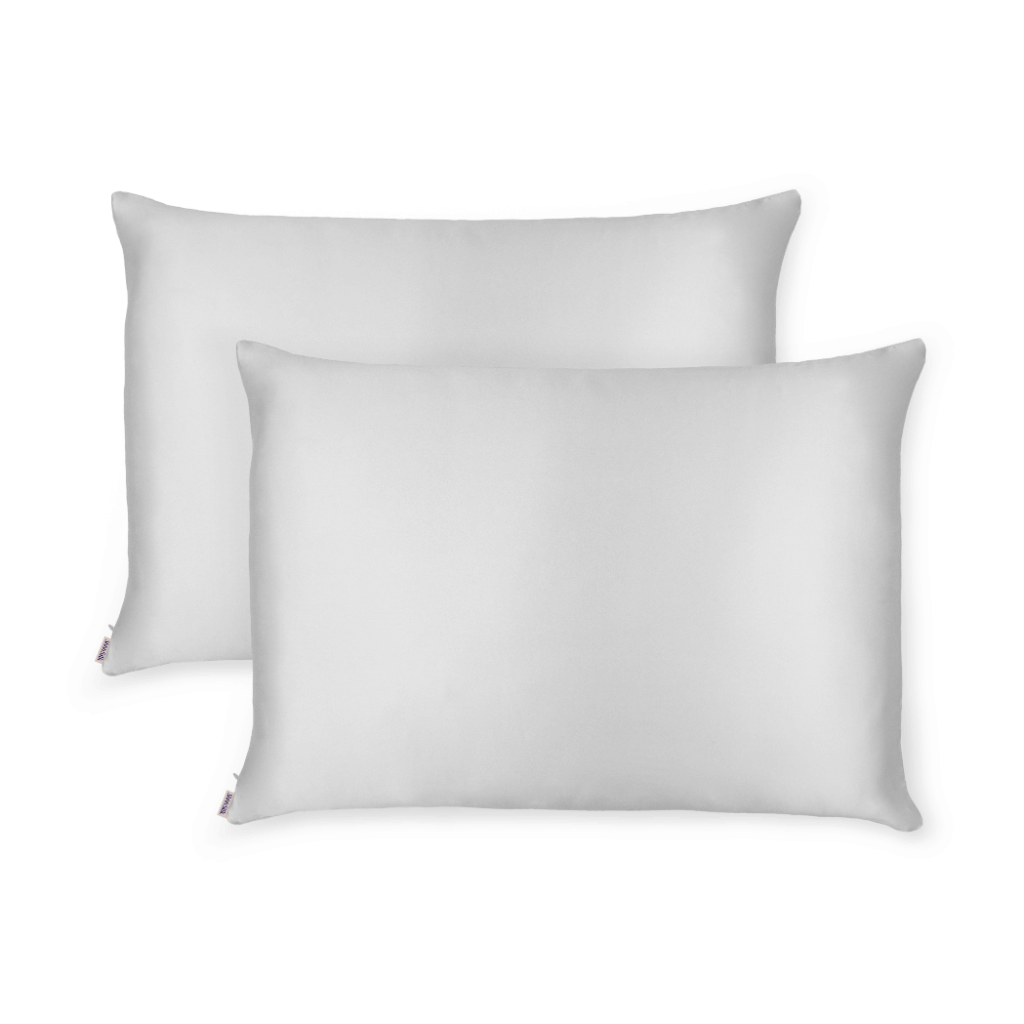 2 Grey Silk Pillowcases - Queen Size - Zippered - Ready To Ship Now