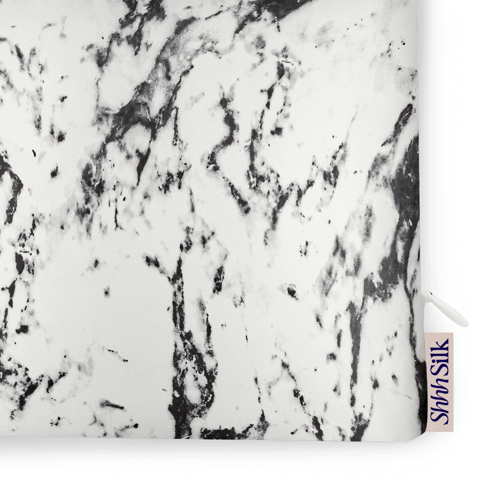 White Marble Silk Pillowcase - King Size - Zippered