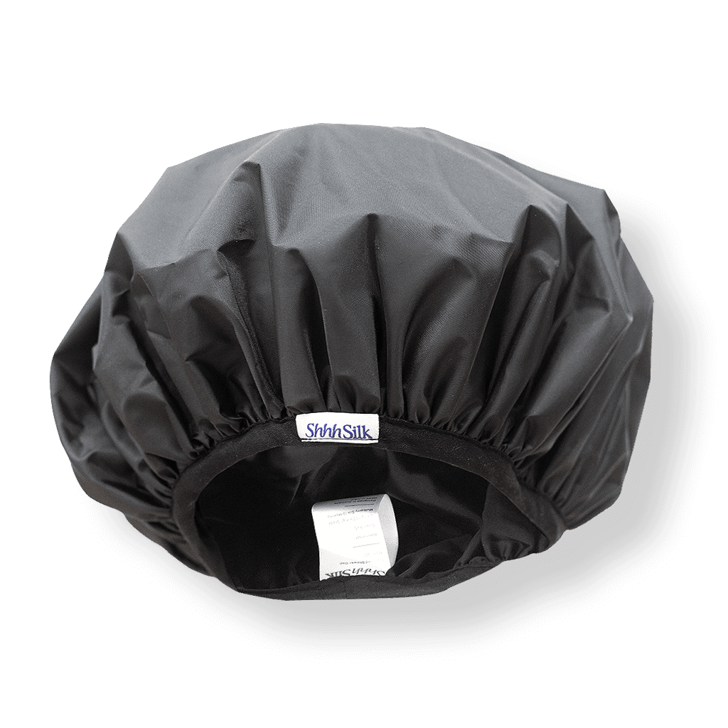 Black Silk Lined Shower Cap