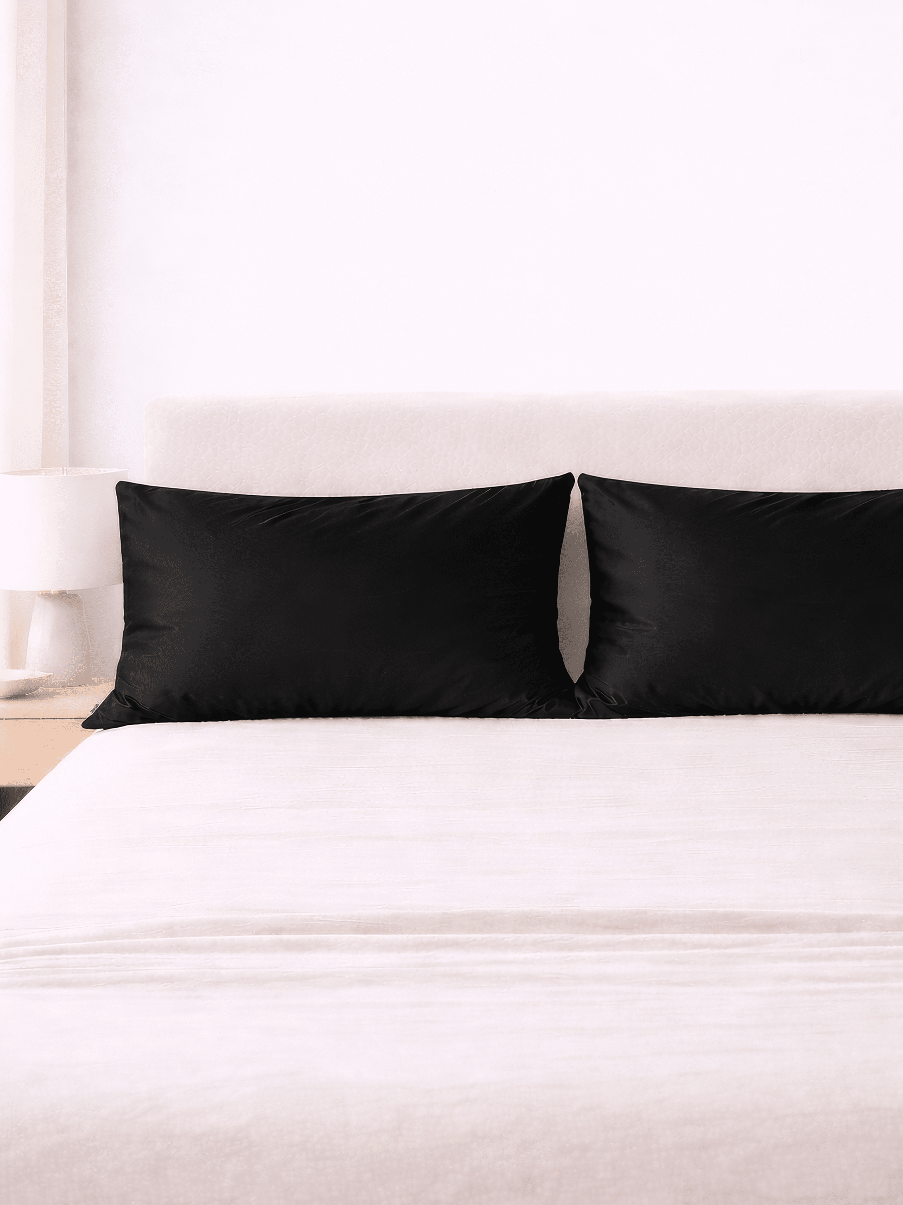 2 Black Silk Pillowcases - King Size - Zippered