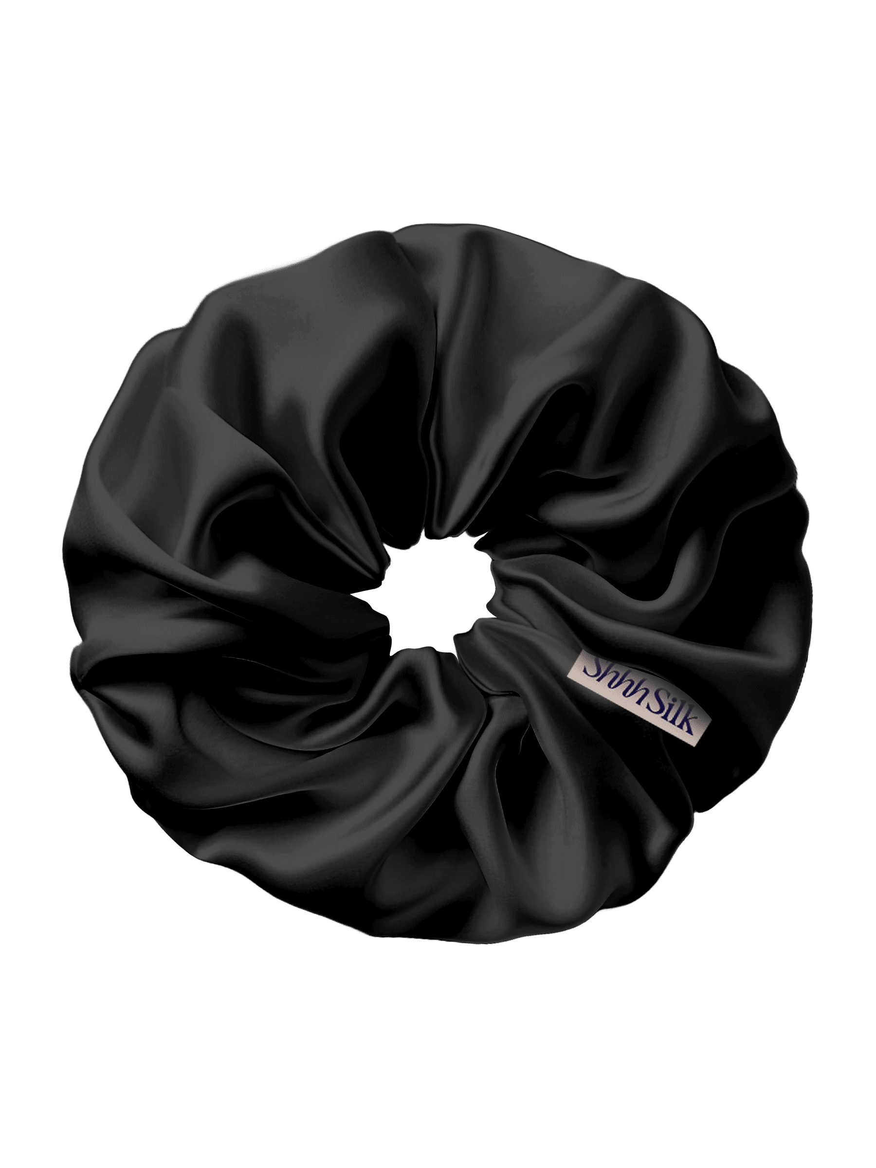 Oversized Black Silk Scrunchie