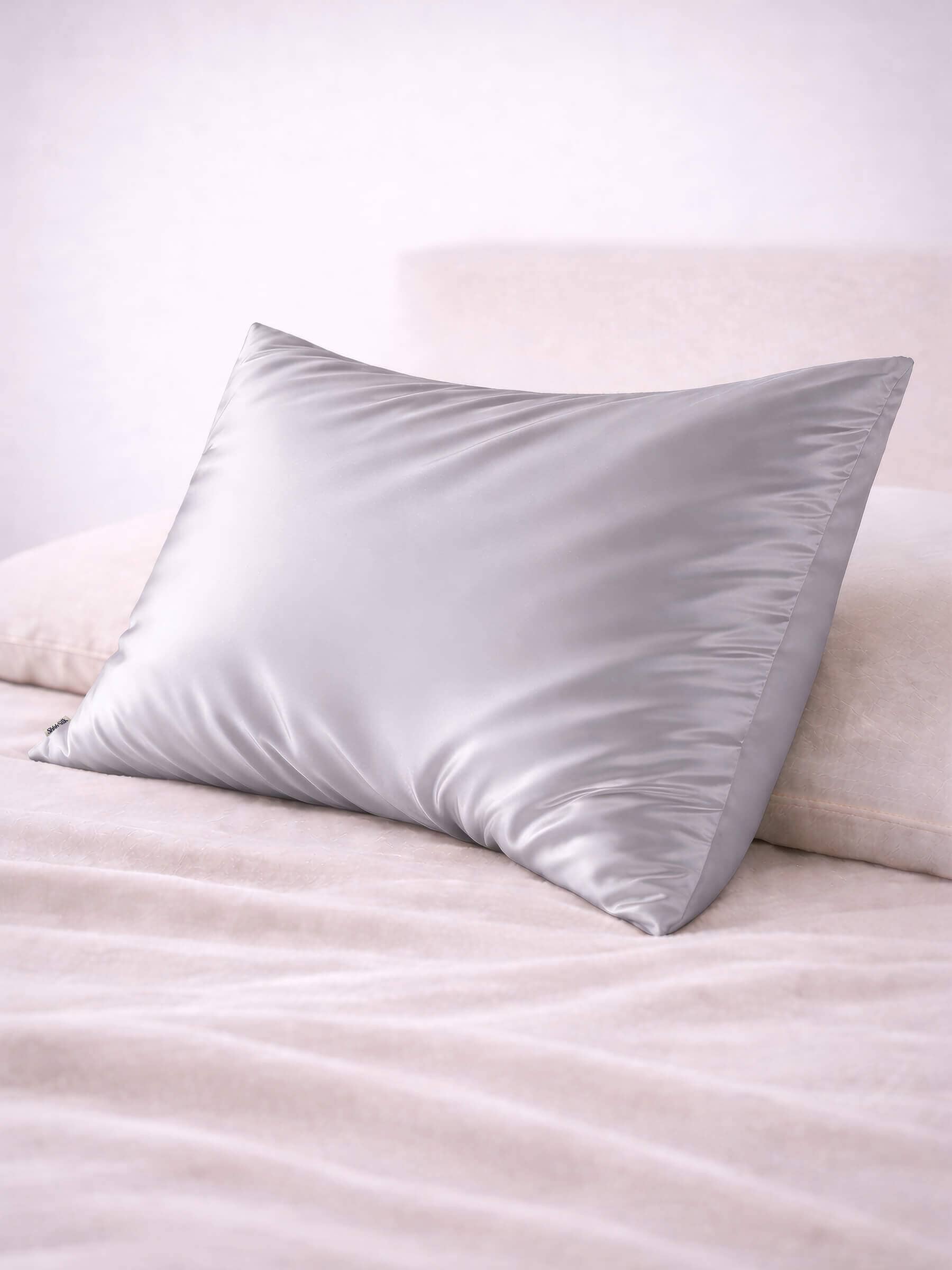 Grey Silk Pillowcase - Queen Size - Zippered