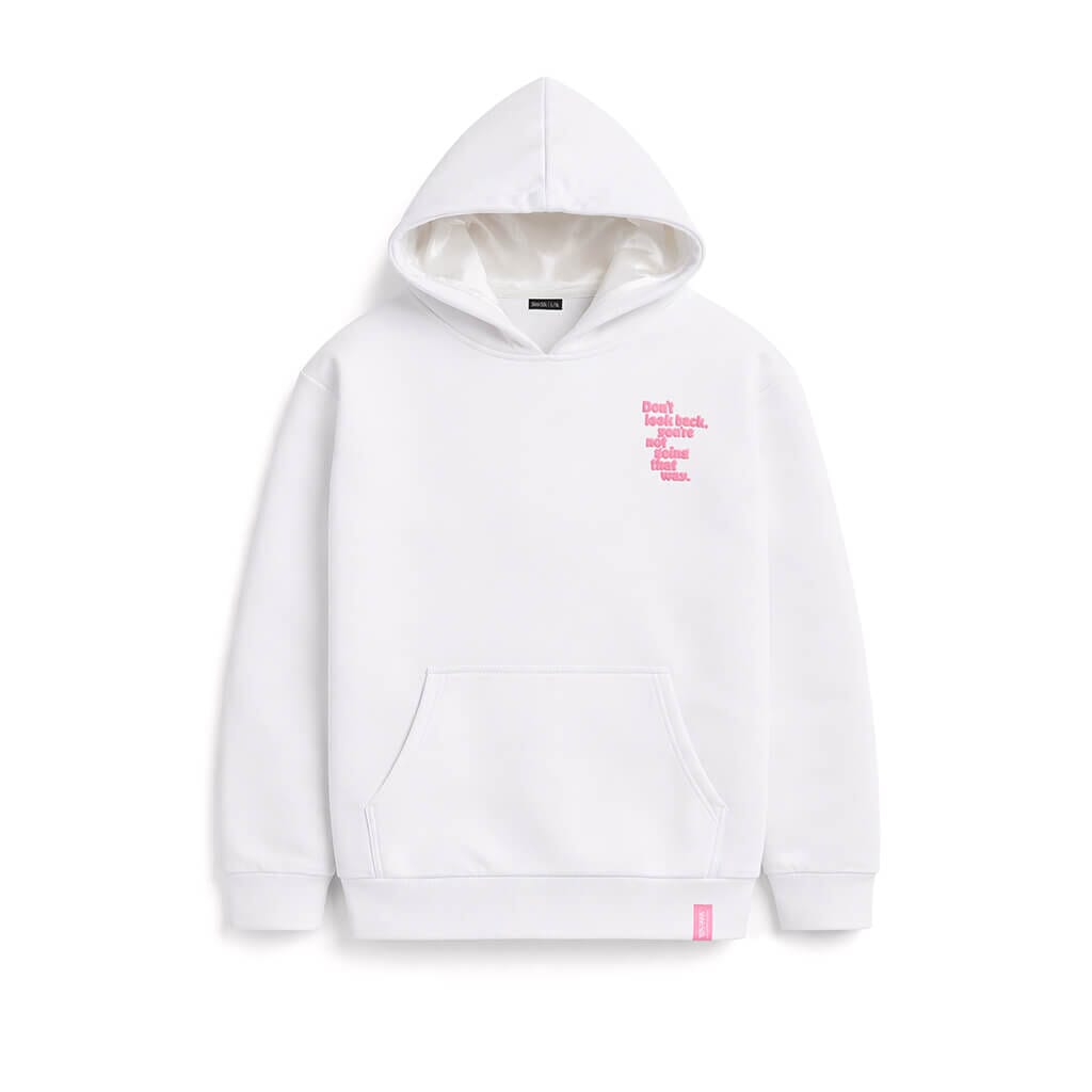 Off White Silk Lined Hoodie - Don't Look Back
