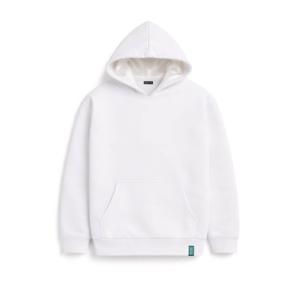 White Silk Lined Hoodie PLAIN