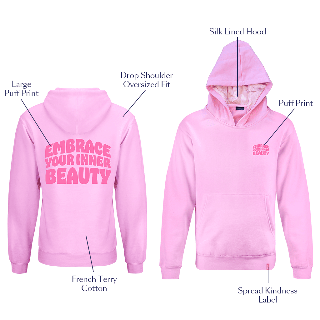 Pink Silk Lined Hoodie - Inner Beauty
