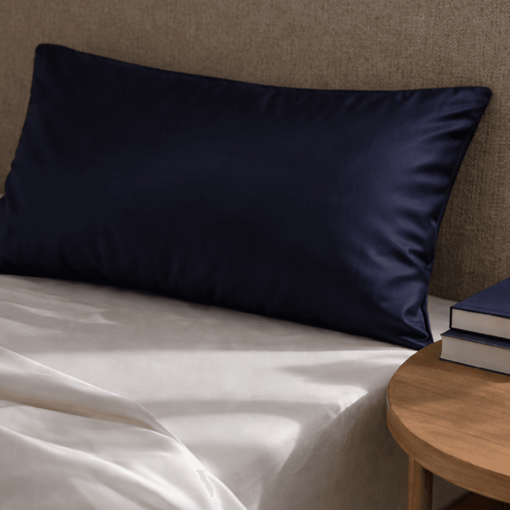 Navy Silk Pillowcase  - King Size - Zippered