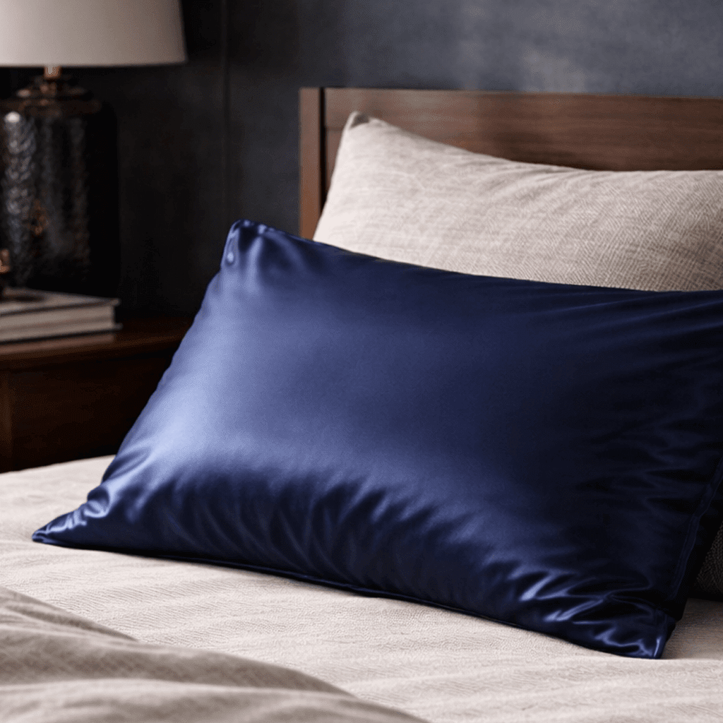 Navy Silk Pillowcase - Queen Size - Zippered