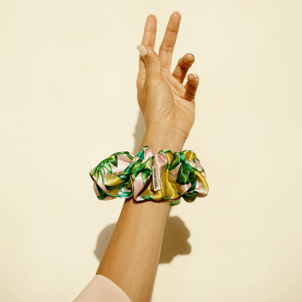 Oversized Banana Leaf Silk Scrunchie