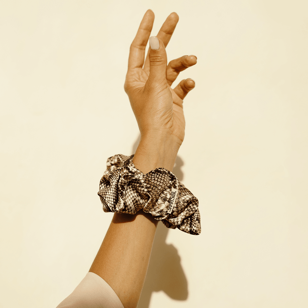 Oversized Snakeskin Silk Scrunchie
