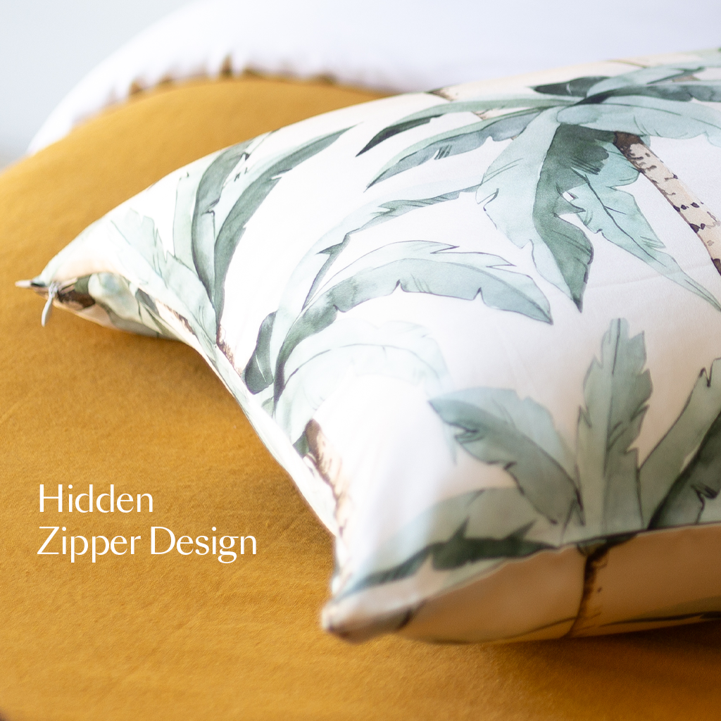 Watercolour Palm Silk Pillowcase - Queen Size - Zippered - Ready To Ship Now