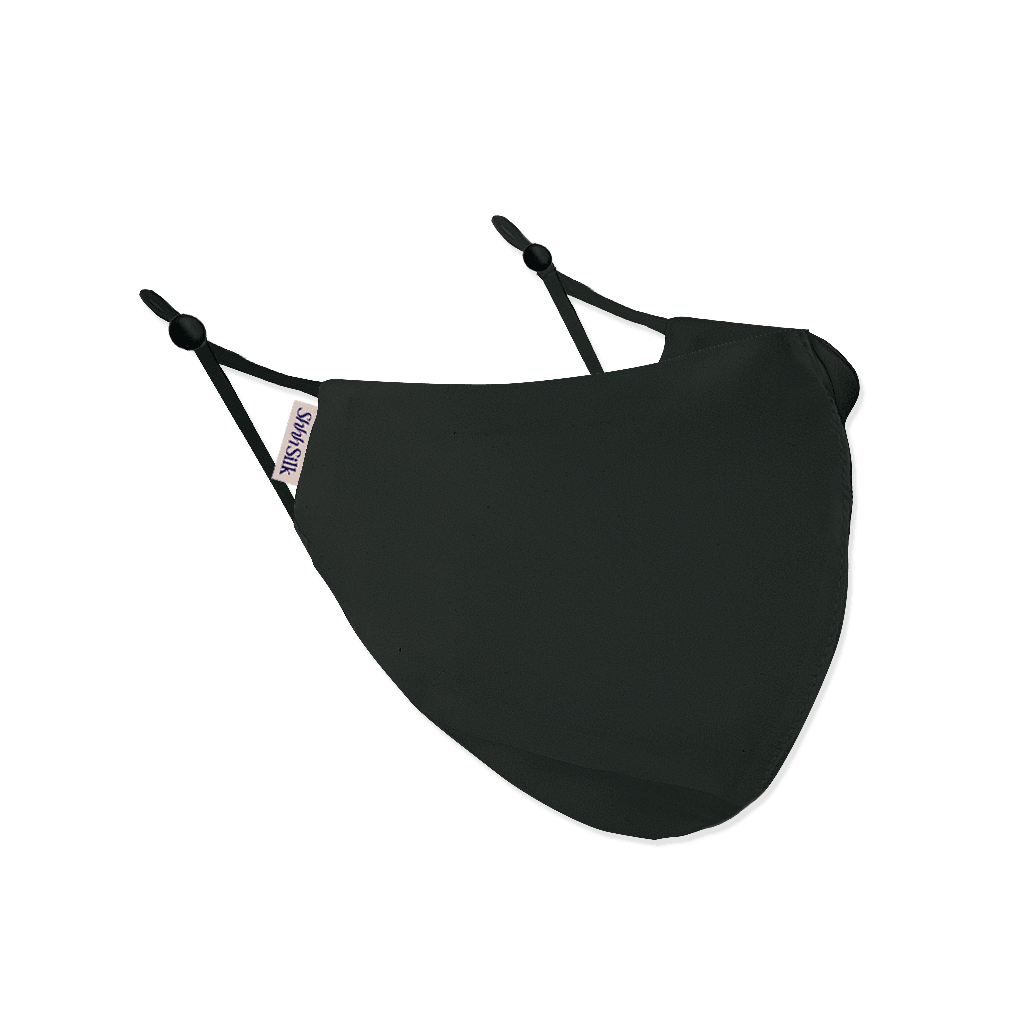 Reusable Black Silk Face Covering Mask