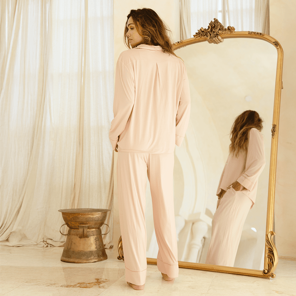 Blush Pink Cooling Long Sleeve Pant Pyjama Set for Women
