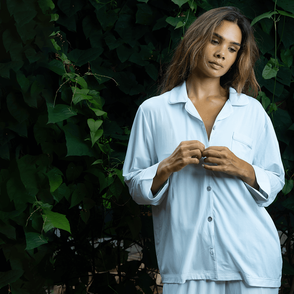 Ice Blue Cooling Long Sleeve Pant Pyjama Set for Women