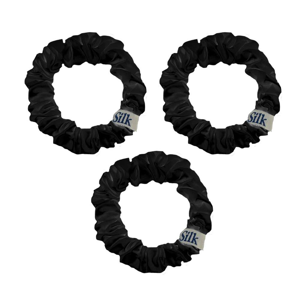 3 Pack Black Medium Silk Scrunchies