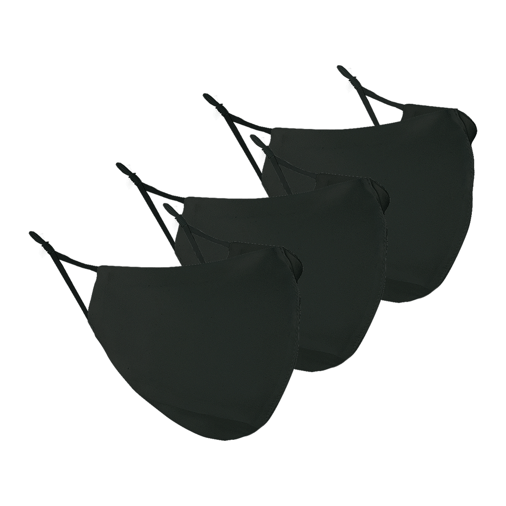 3 Pack Reusable Black Silk Face Covering Mask Shhh Silk
