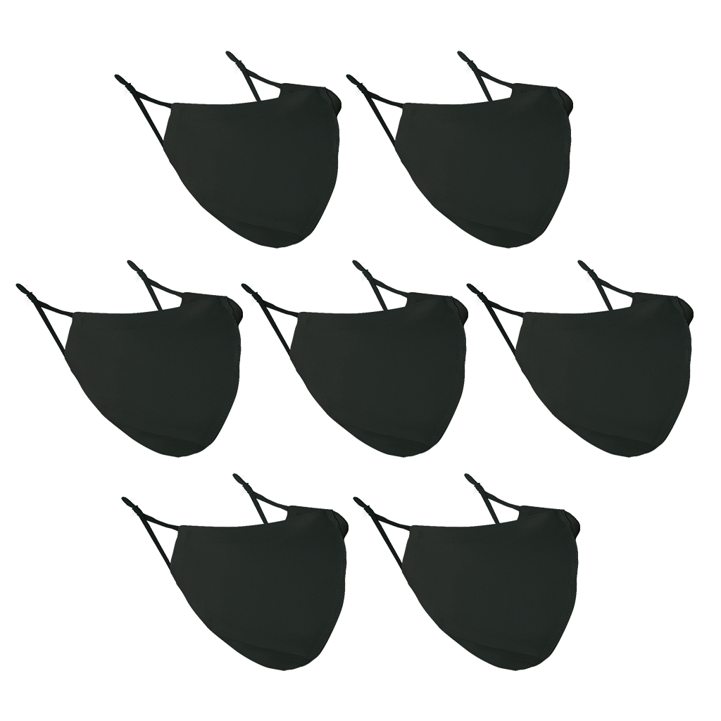 7 PACK REUSABLE BLACK SILK FACE COVERING MASK