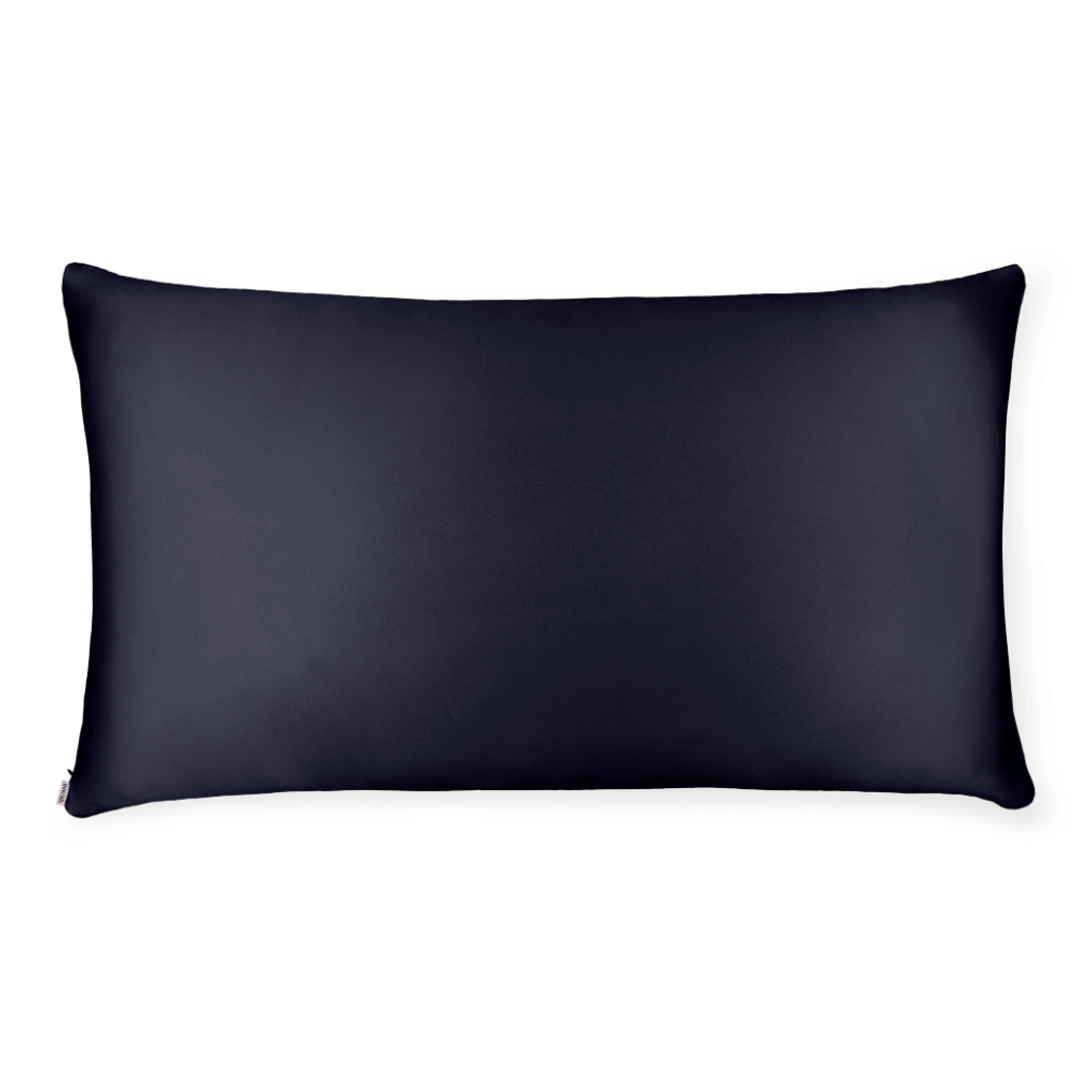 2 Navy Silk Pillowcases - King Size - Zippered