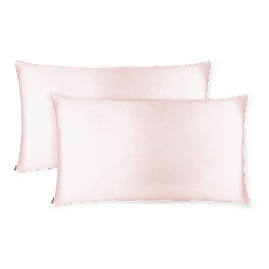 2 Pink Silk Pillowcases - King Size - Zippered