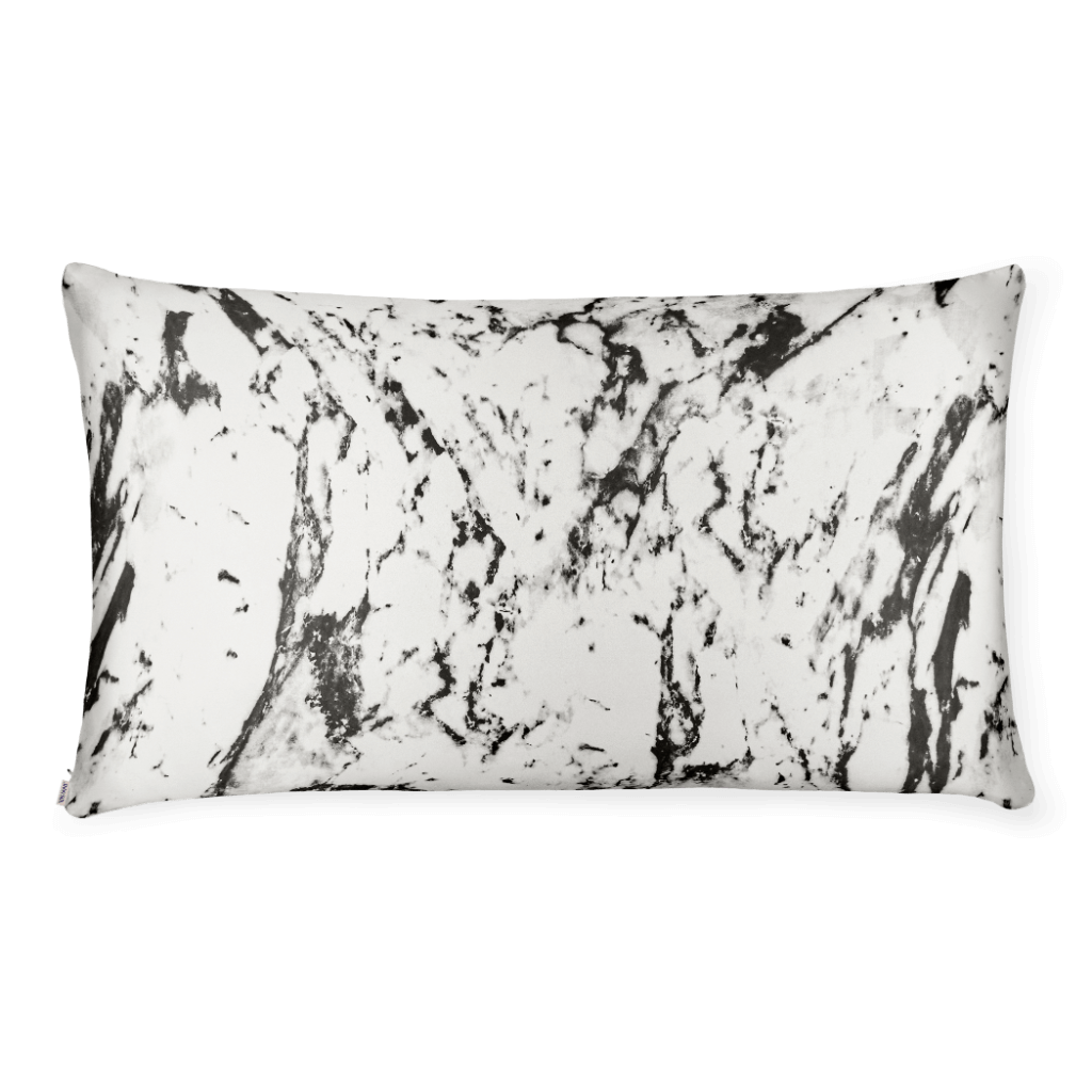 White Marble Silk Pillowcase - King Size - Zippered