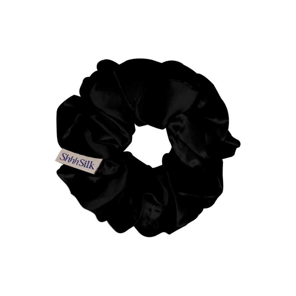 3 Pack Black Large Silk Scrunchies