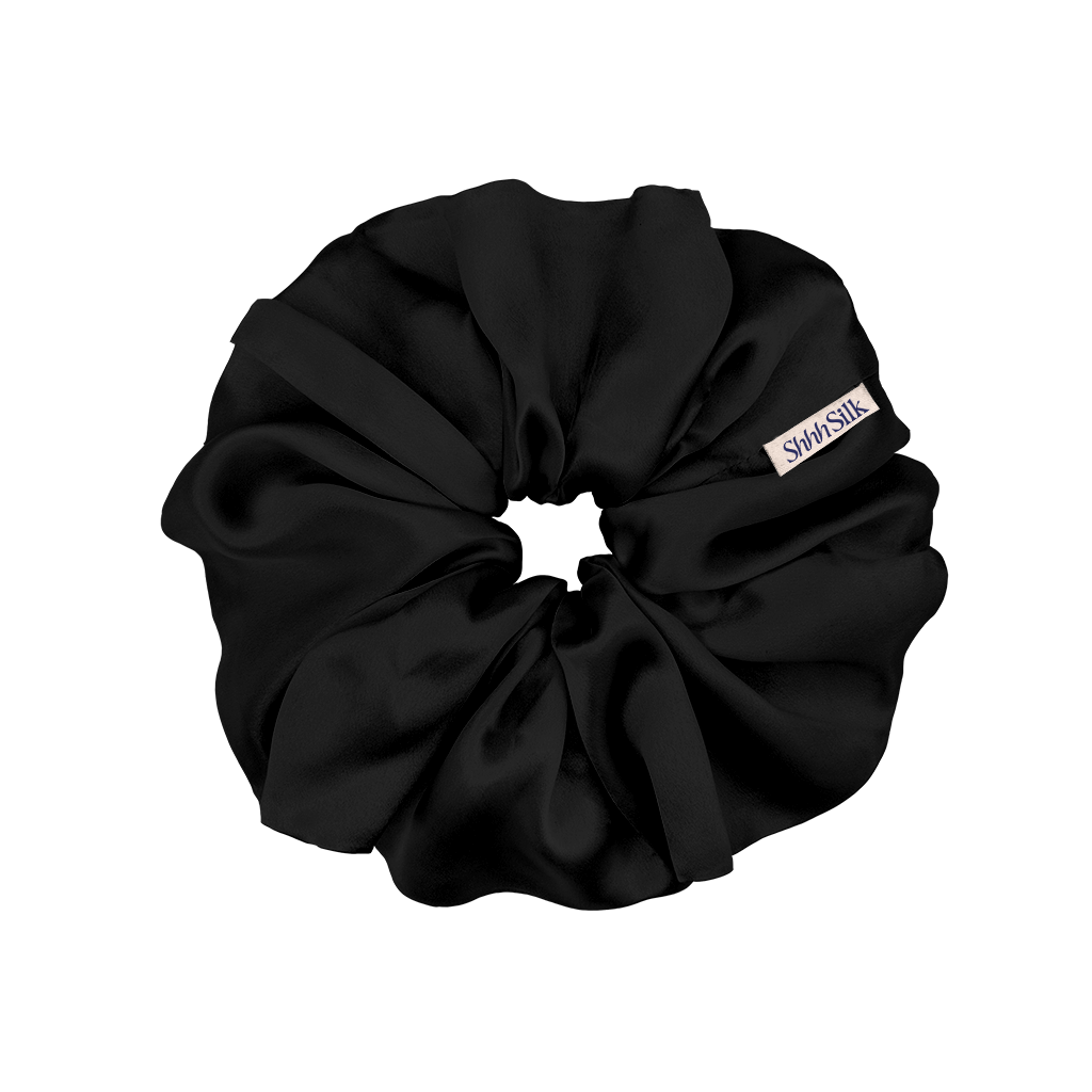 Oversized Black Silk Scrunchie - Ready To Ship Now