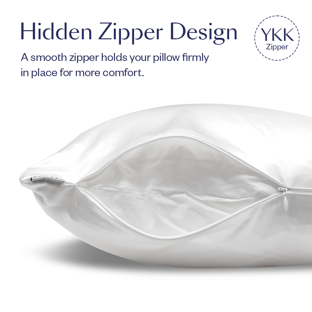 2 Off White Silk Pillowcases - Queen Size - Zippered