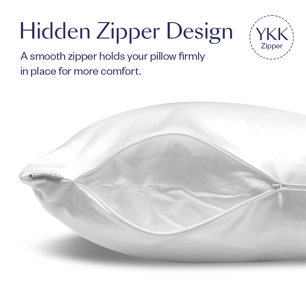 Grey Silk Pillowcase - Queen Size - Zippered - Ready To Ship Now