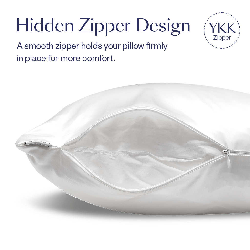 Off White Silk Pillowcase - Queen Size - Zippered - Ready To Ship Now