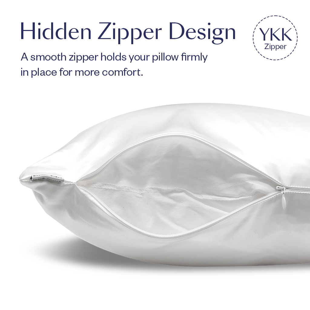 Queen-size 100% 6A 22 Momme Mulberry Silk Pillowcase, Zipper