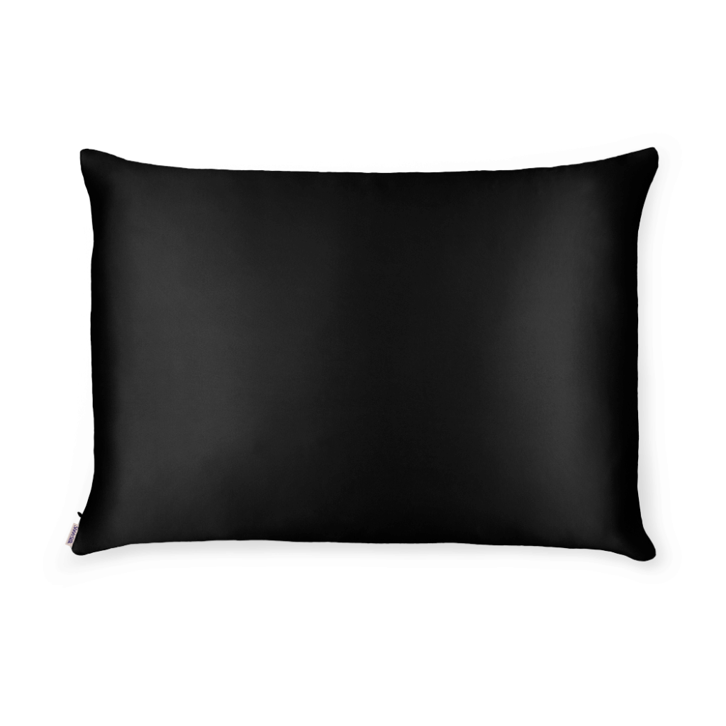Black Silk Pillowcase - Queen Size - Zippered - Ready To Ship Now