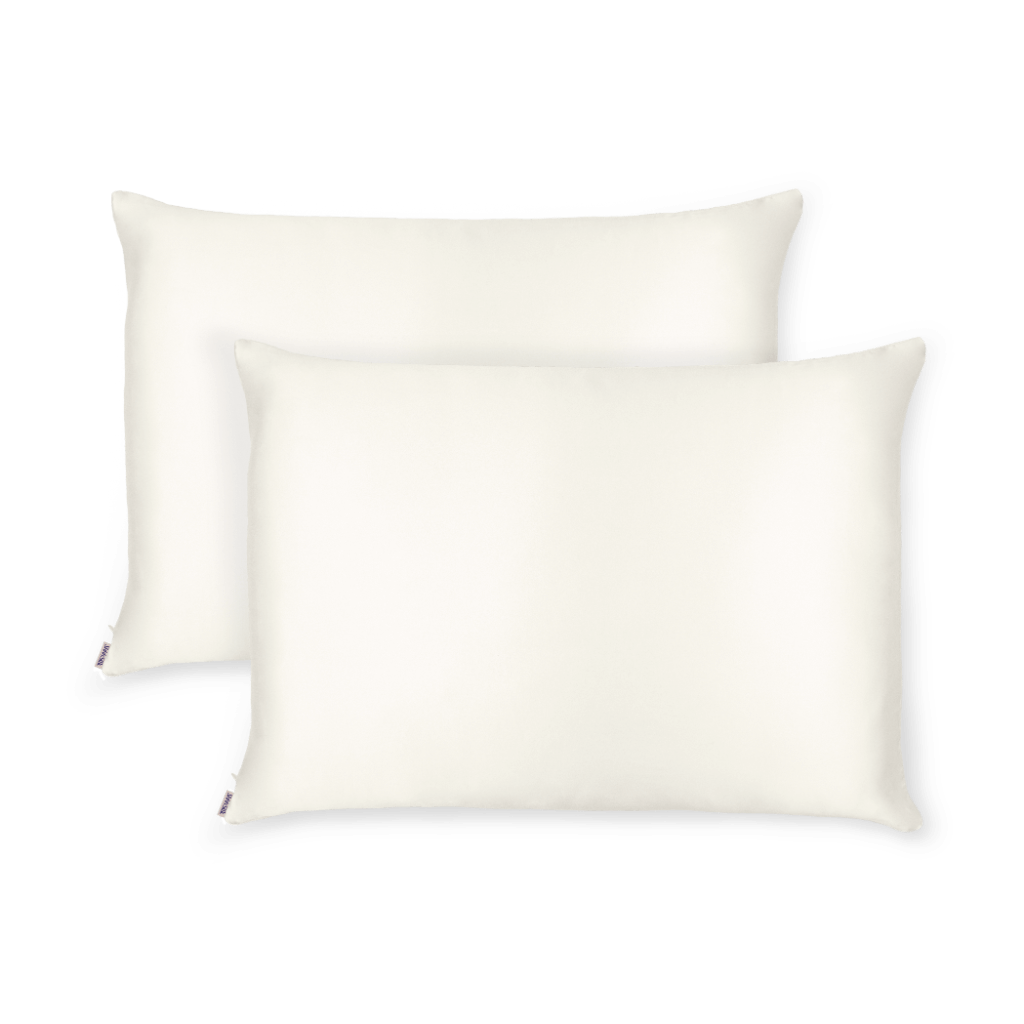 2 Off White Silk Pillowcases - Queen Size - Zippered - Ready To Ship Now