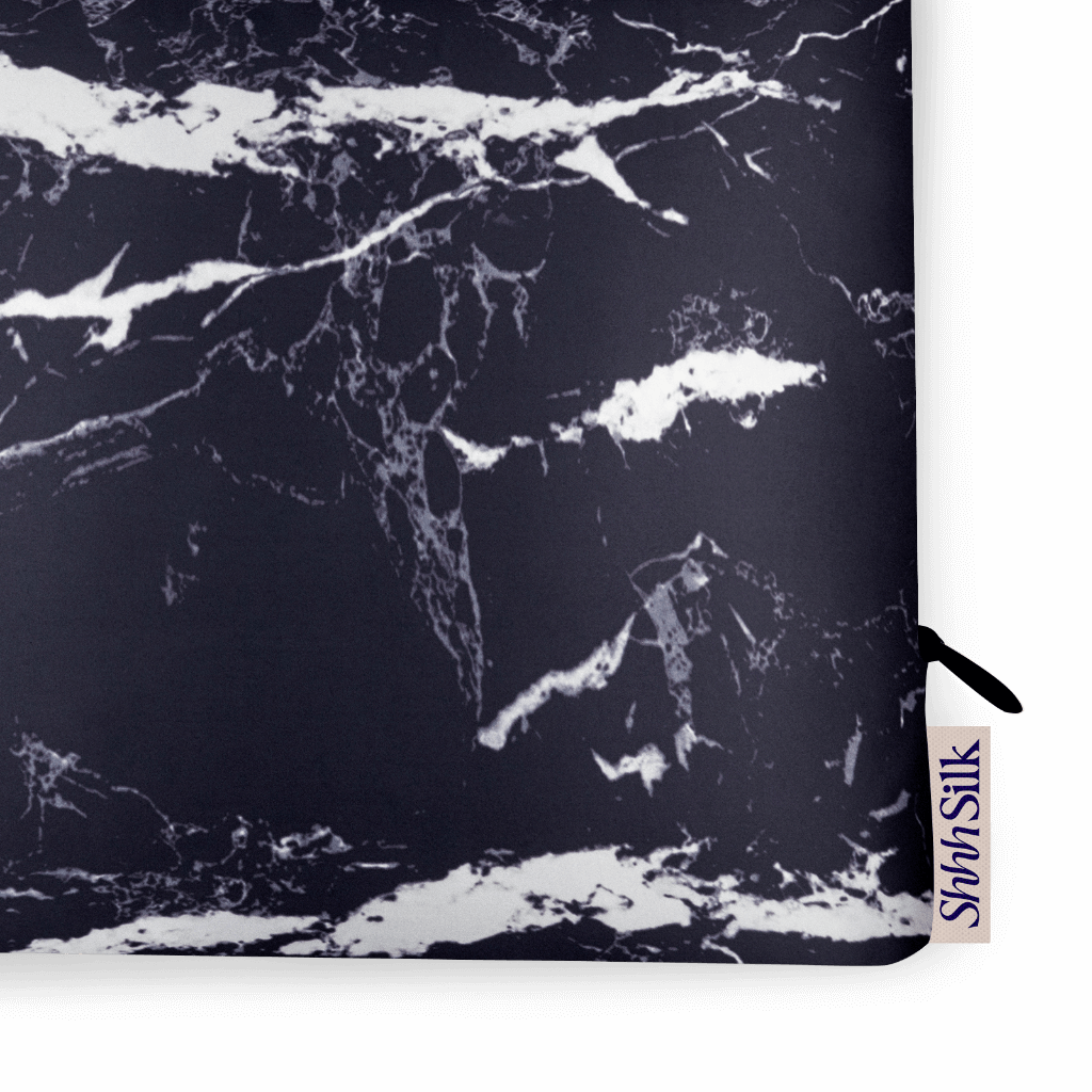 Black Marble Silk Pillowcase - Queen Size - Zippered