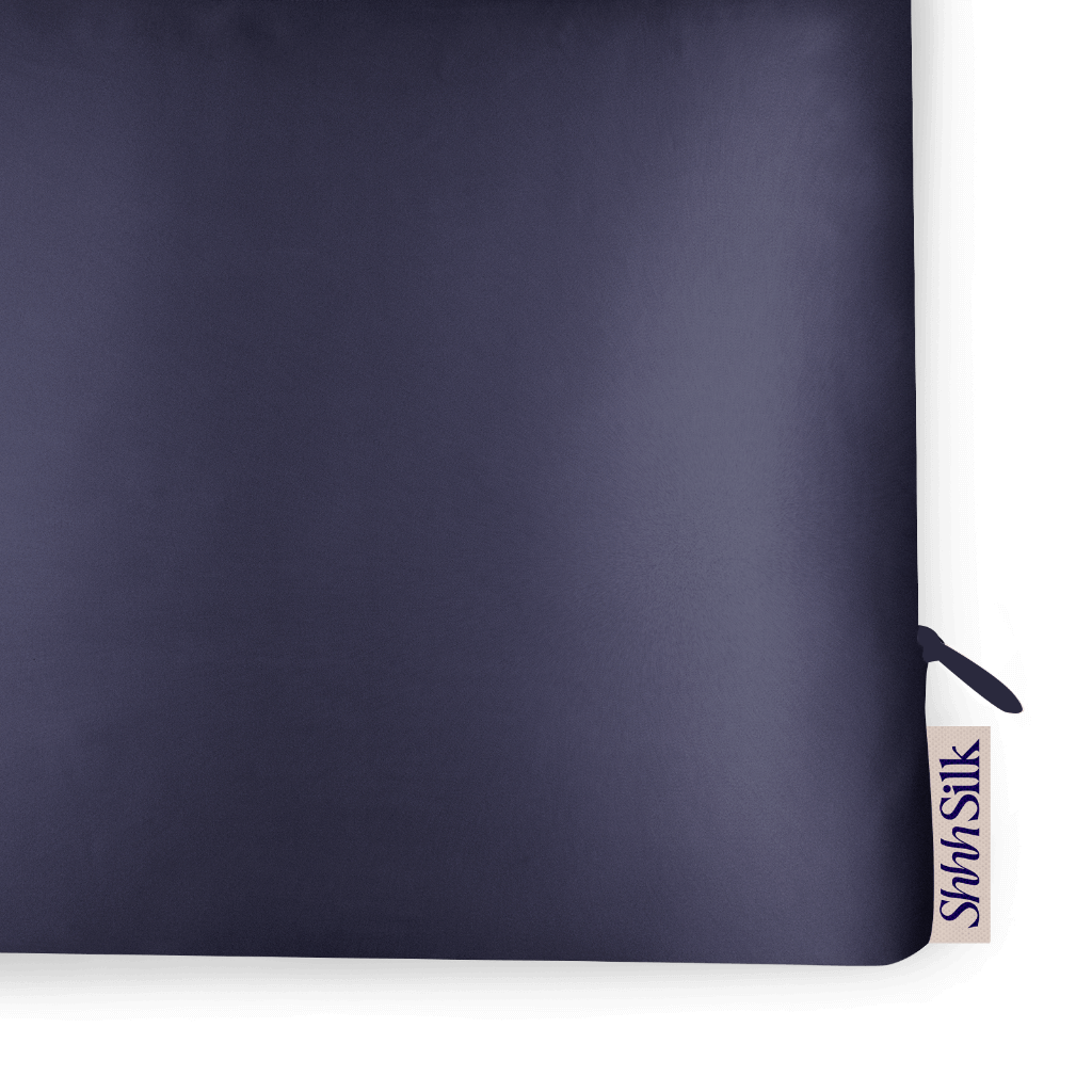 2 Navy Silk Pillowcases - King Size - Zippered