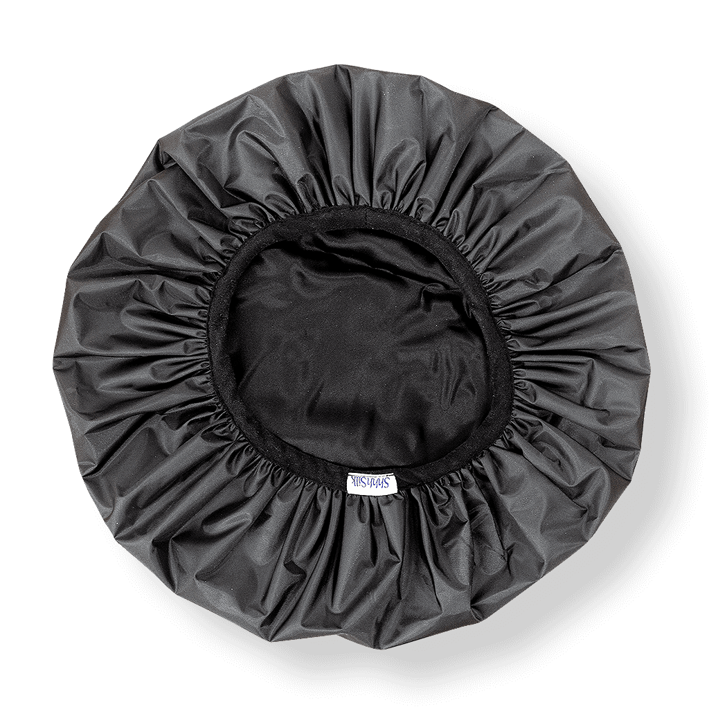 Black Silk Lined Shower Cap - Ready To Ship Now